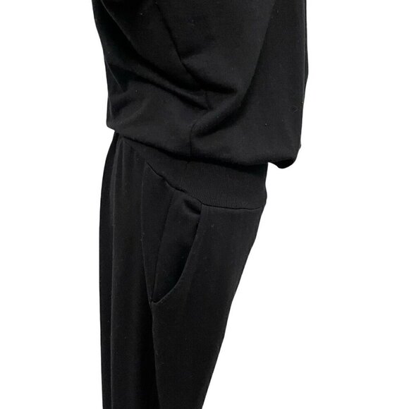 Beyond Yoga Jersey Knit Hooded Jogger Jumpsuit Playsuit Pockets Black size Large - Picture 7 of 10
